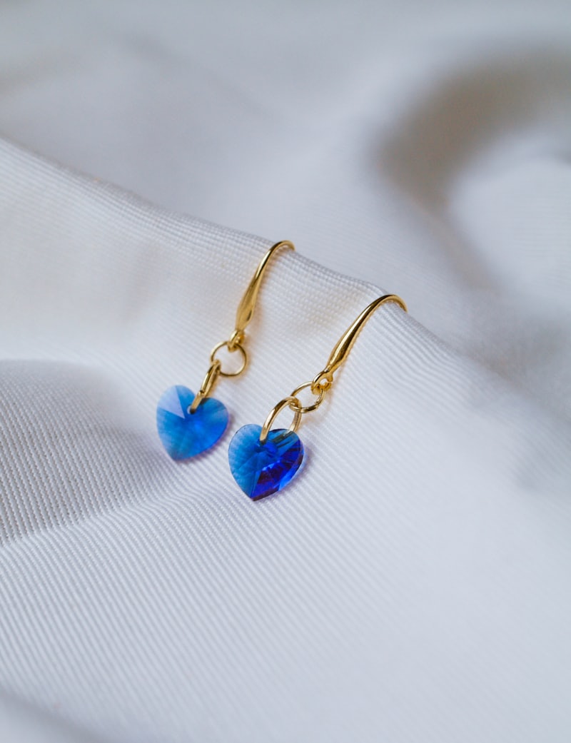 Blue Heart Drop Earrings
